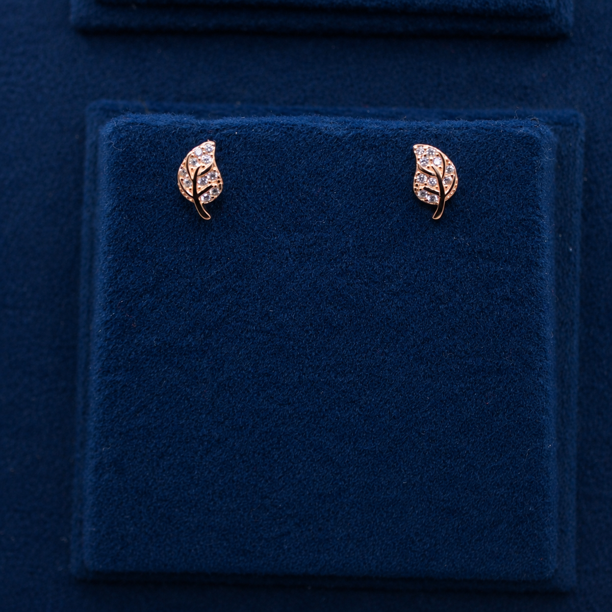 Rose Gold Elara Curved Leaf Stud Earrings