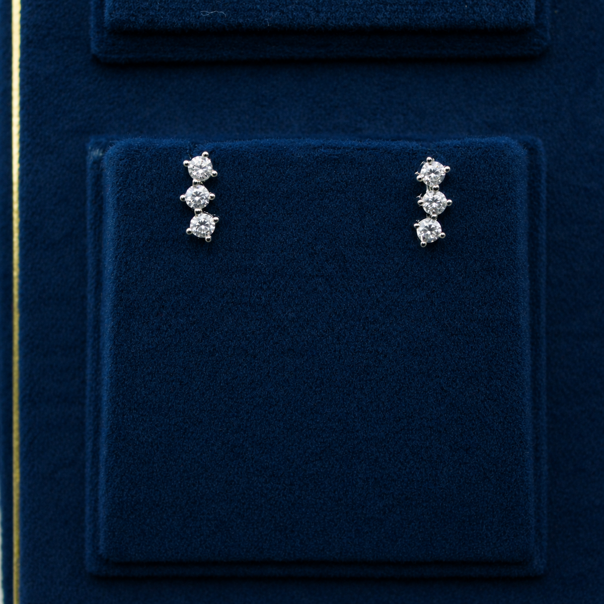 Silver Elara Vertical Crystal Stud Earrings