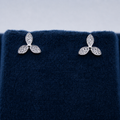 Silver Fiora Three-Petal Crystal Stud Earrings