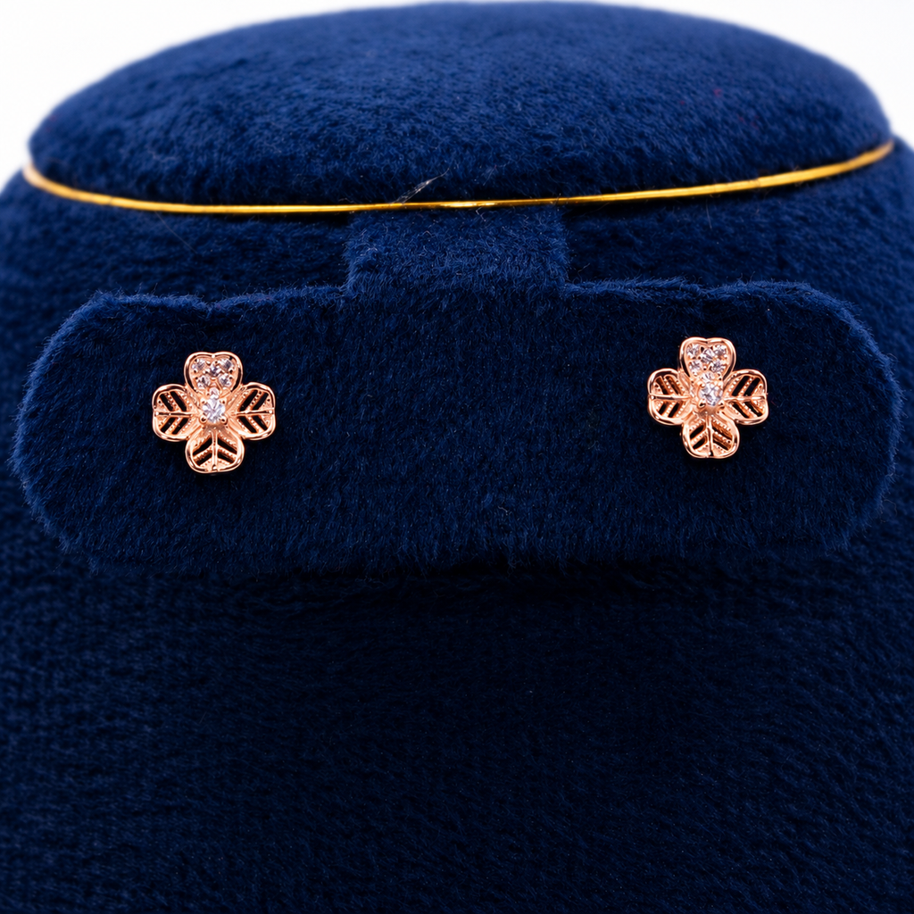 Rose Gold Five-Petal Flower Pendant Set