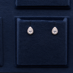 Silver Celeste Teardrop Halo Crystal Stud Earrings