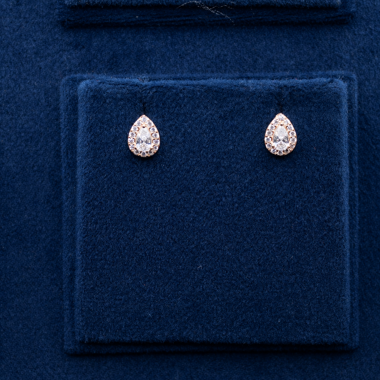 Rose Gold Celeste Round Halo Crystal Stud Earrings