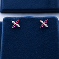 Rose Gold Fiora Pink Marquise Floral Stud Earrings