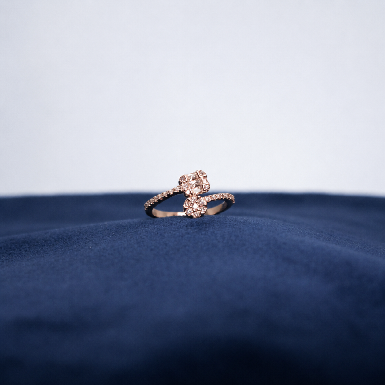 Silver Petal Twinlight Ring