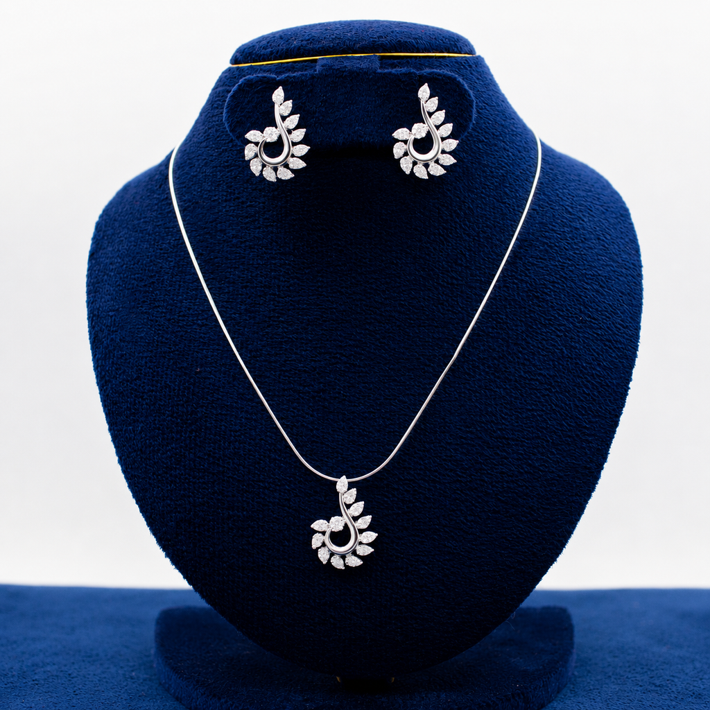 Silver Curved Leaf Bloom Set