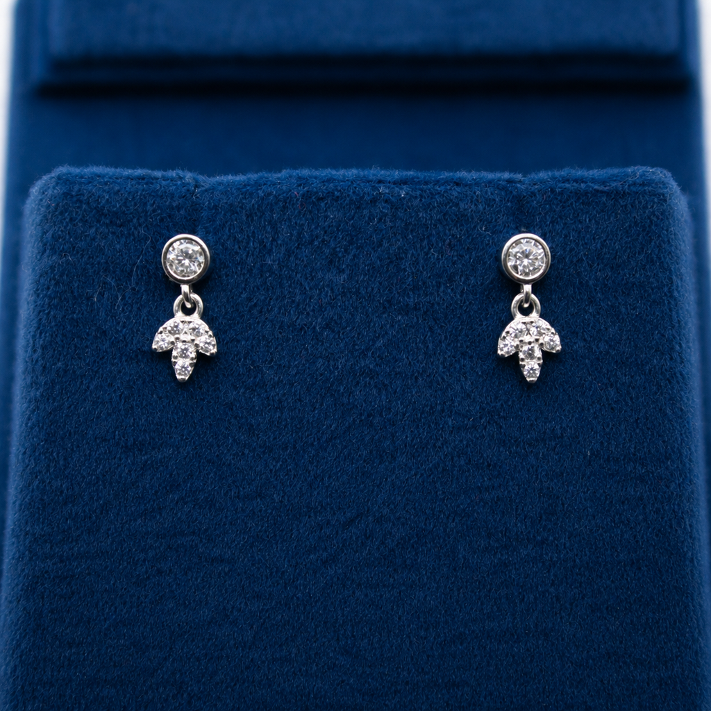 Silver Elara Double Crystal Floral Stud Earrings