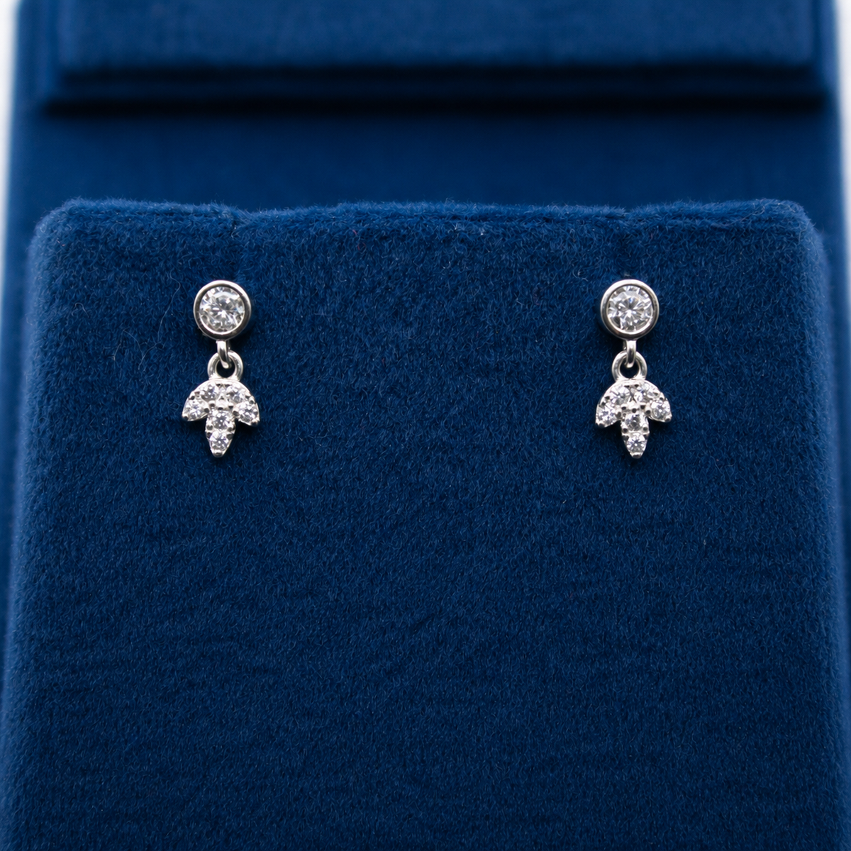 Silver Elara Double Crystal Floral Stud Earrings