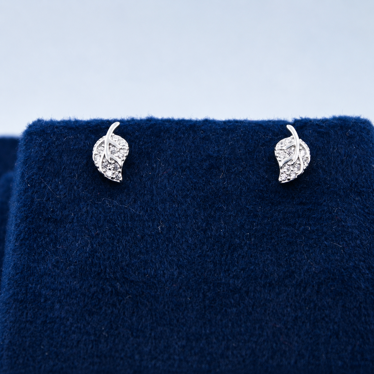 Silver Elara Curved Leaf Stud Earrings