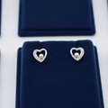 Silver Celeste Heart Pearl Stud Earrings