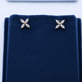 Rose Gold Fiora Four-Petal Crystal Stud Earrings