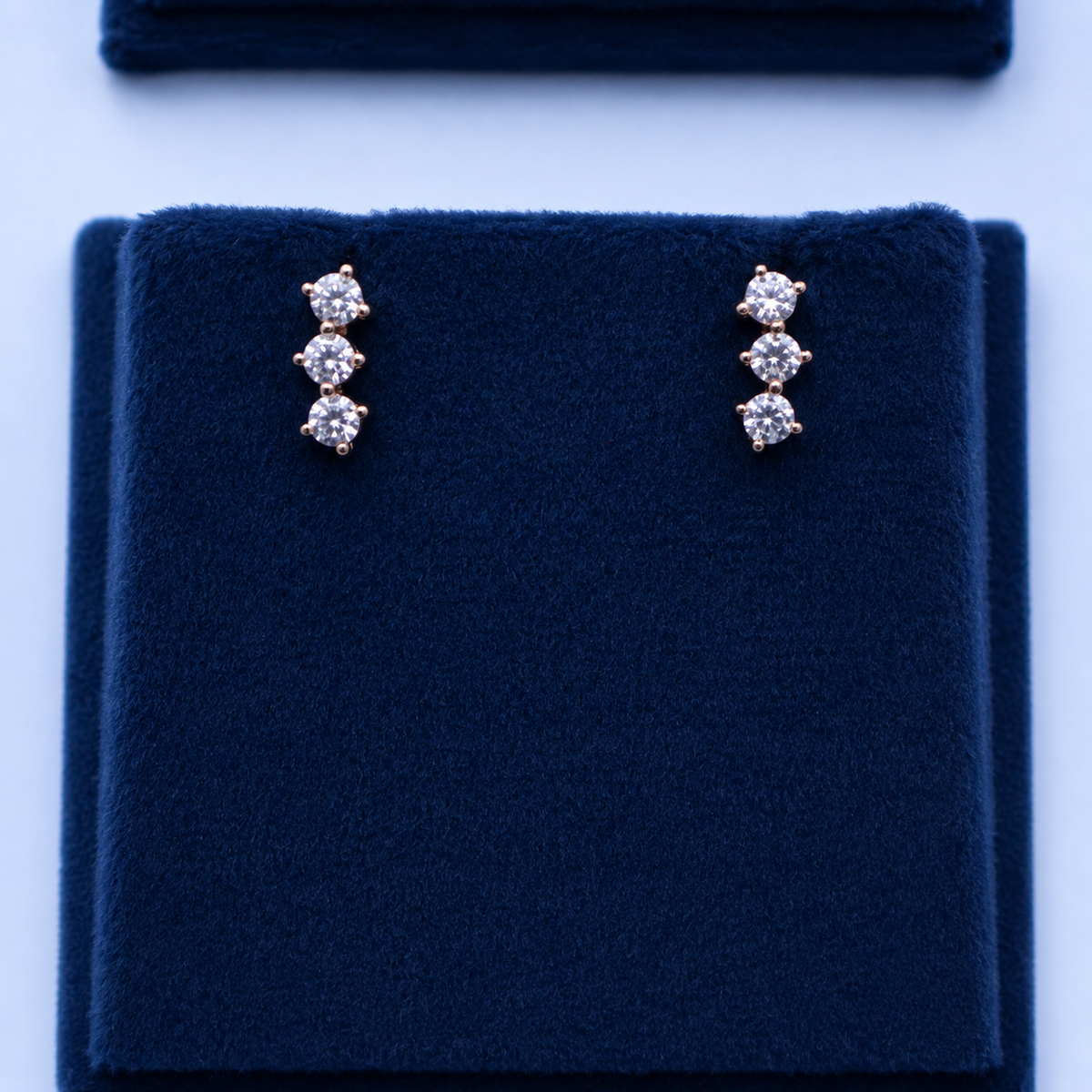Rose Gold Elara Triple-Stone Stud Earrings