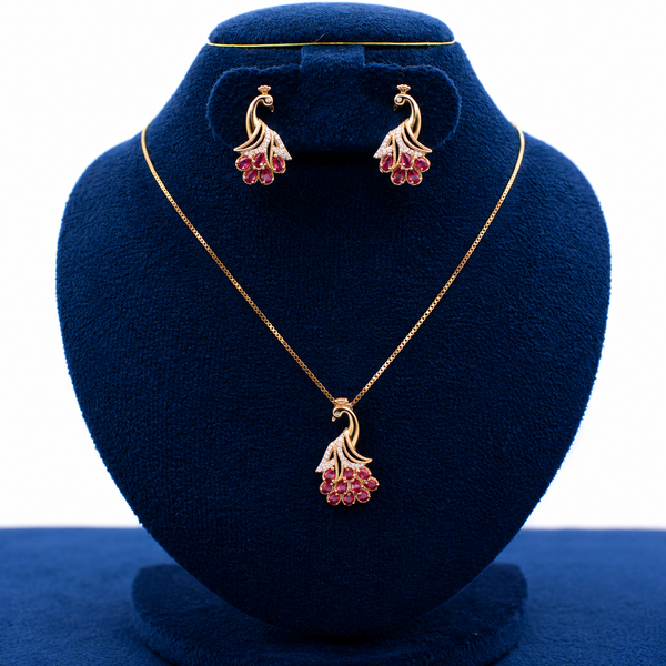Ruby Peacock Feather Set