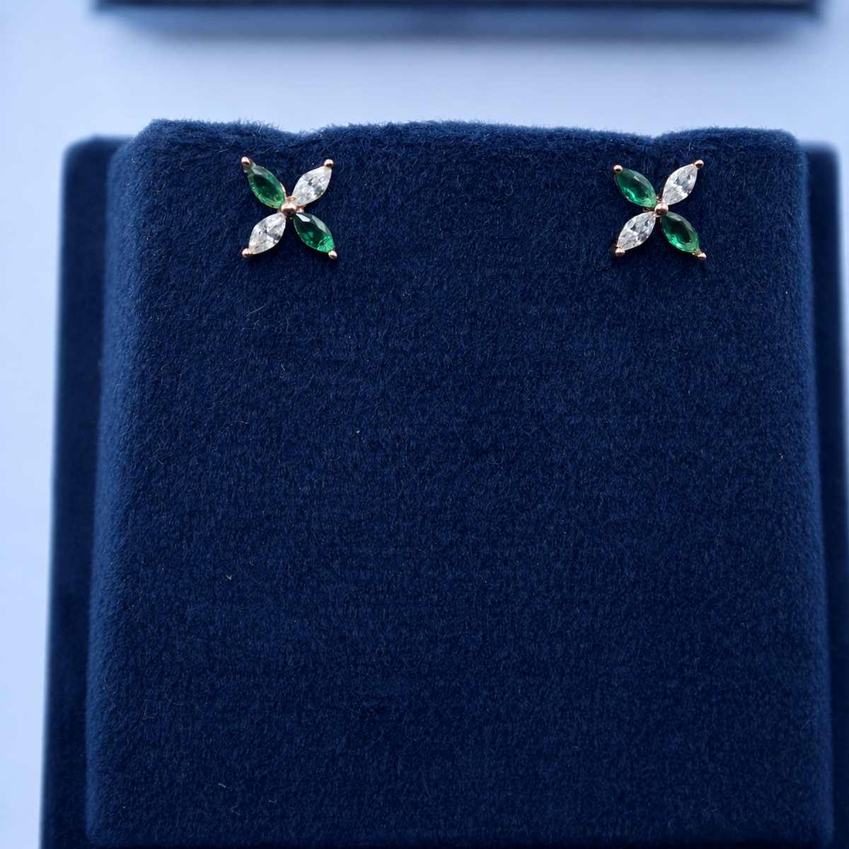 Rosé Emerald Bloom Studs