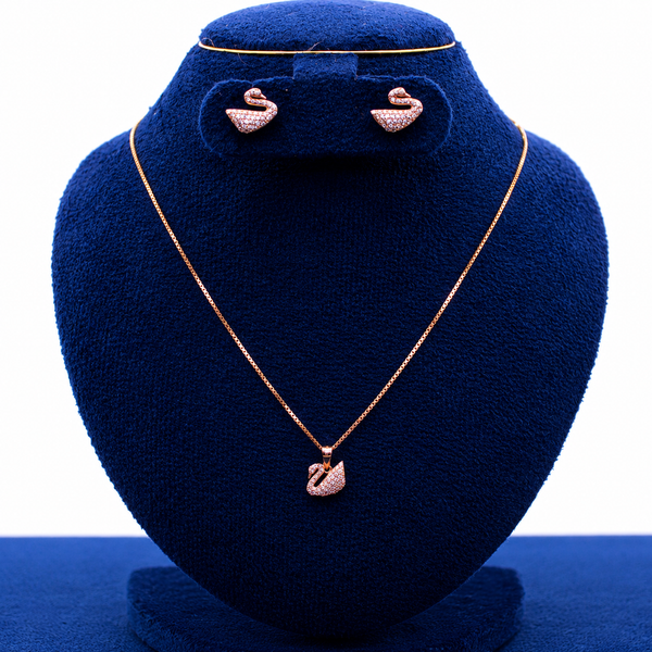 Gold Swan Pendant Set