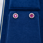 Rose Gold Celeste Ruby Halo Stud Earrings