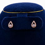 Rose Gold Teardrop Halo Pendant Set