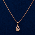 Rose Gold Teardrop Halo Pendant Set