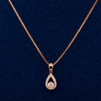 Rose Gold Teardrop Halo Pendant Set