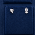 Silver Elara Leaf Crystal Stud Earrings