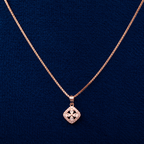 Rose Gold Geometric Square Pendant Set