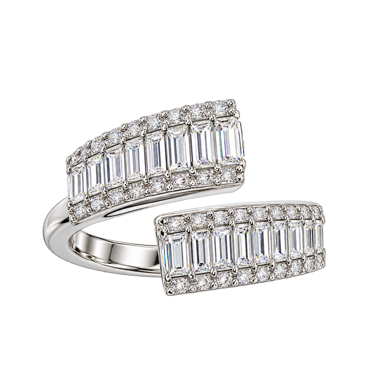 Silver Baguette Royale Open Ring