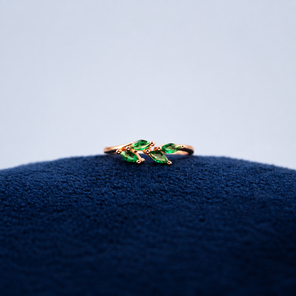 Rosé Emerald Leaf Toe Ring