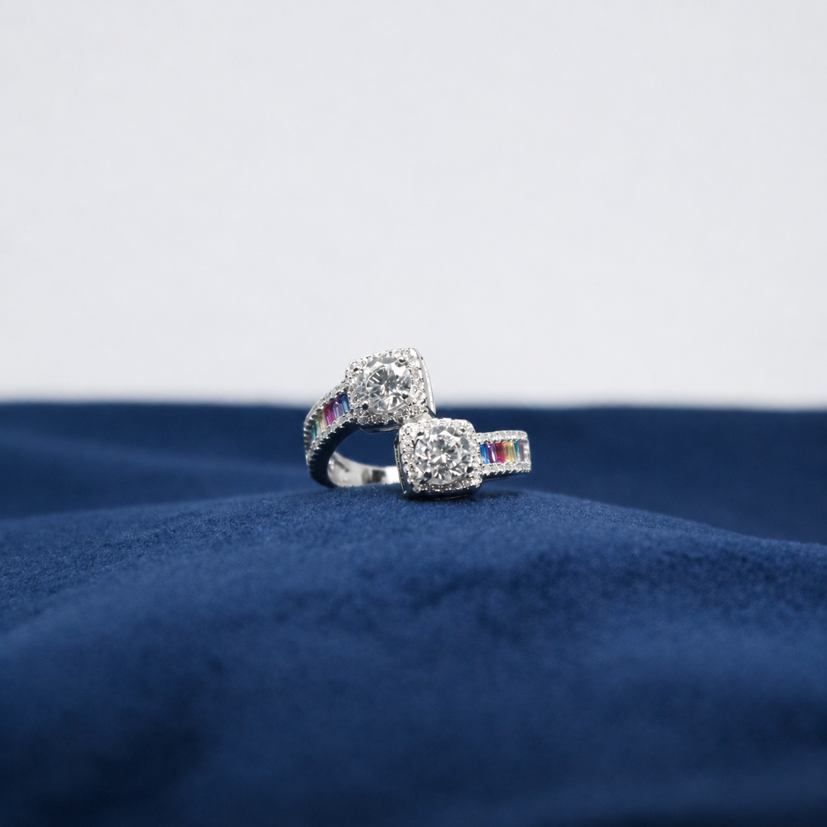 Silver Twin Radiance Statement Ring
