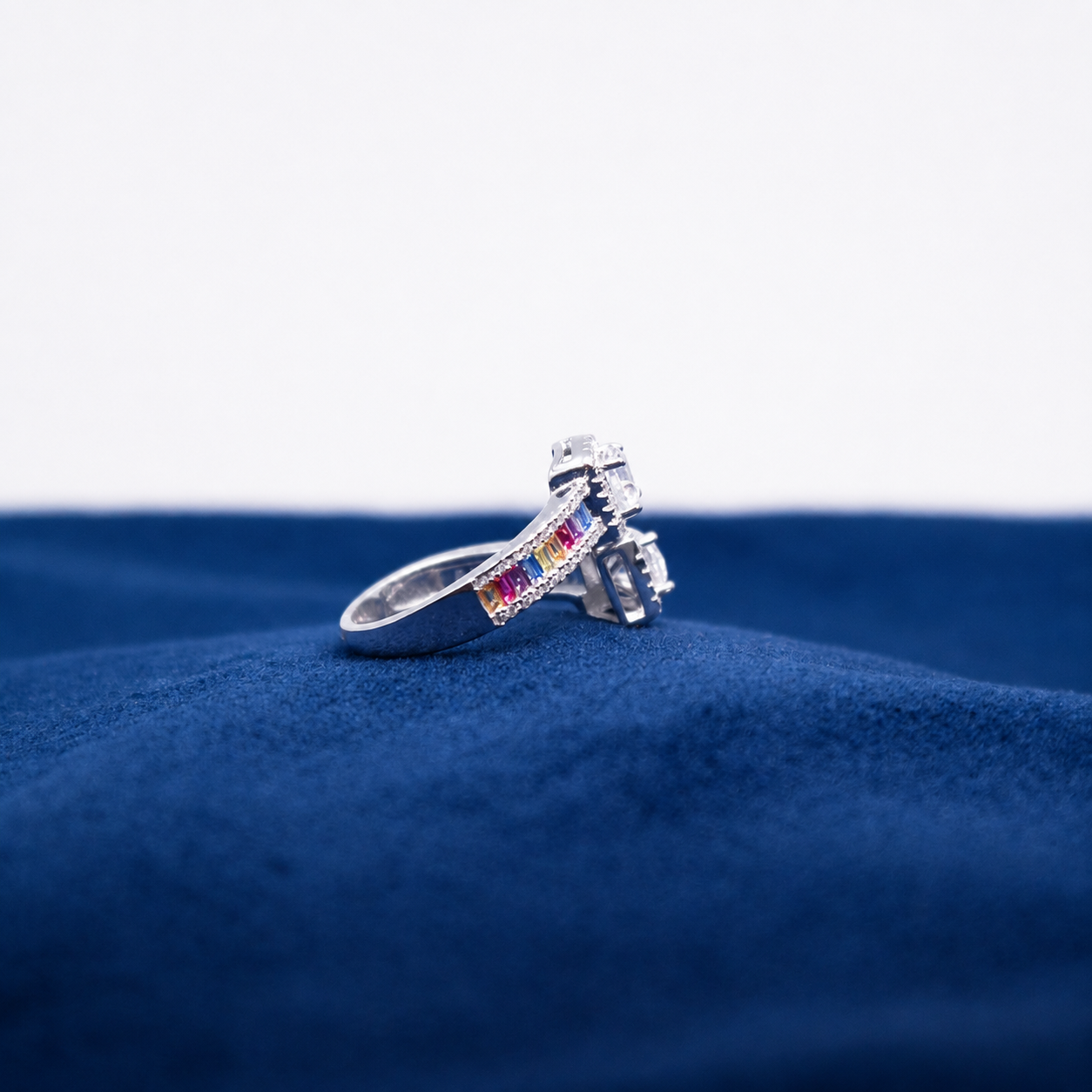 Silver Twin Radiance Statement Ring