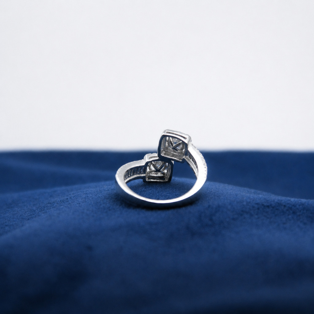 Silver Twin Radiance Statement Ring