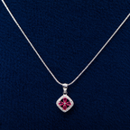 Silver Pink Four-Petal Floral Pendant Set