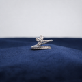 Silver Four-Petal Crystal Ring