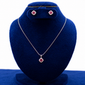 Silver Pink Four-Petal Floral Pendant Set