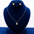 Silver Square Halo Pendant Set