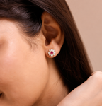 Rose Gold Celeste Ruby Bloom Stud Earrings