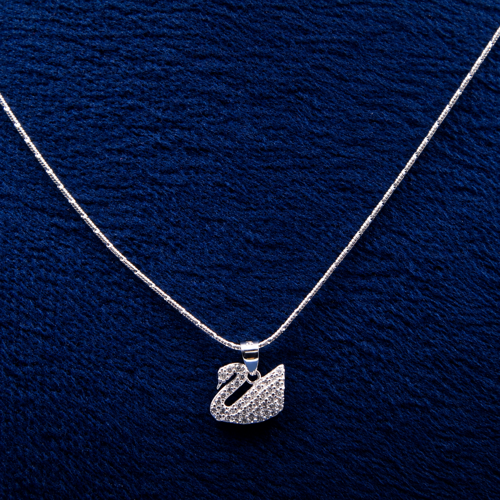 Silver Swan Pendant Set