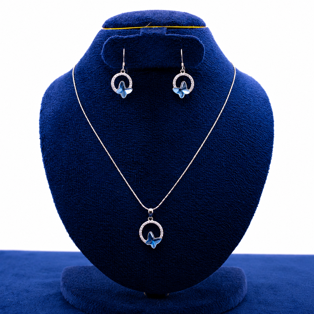 Sky Blue Butterfly Halo Earrings