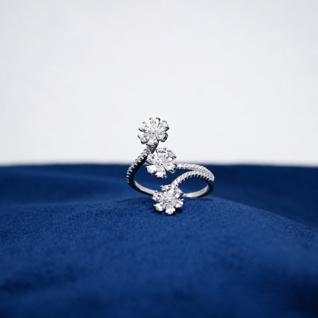 Silver Fiora Floral Cluster Ring
