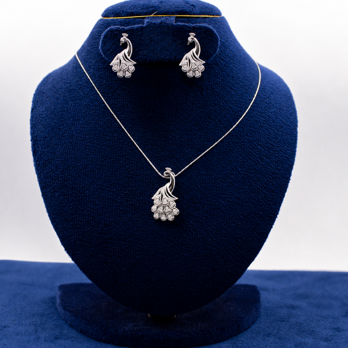 Silver Peacock Feather Set