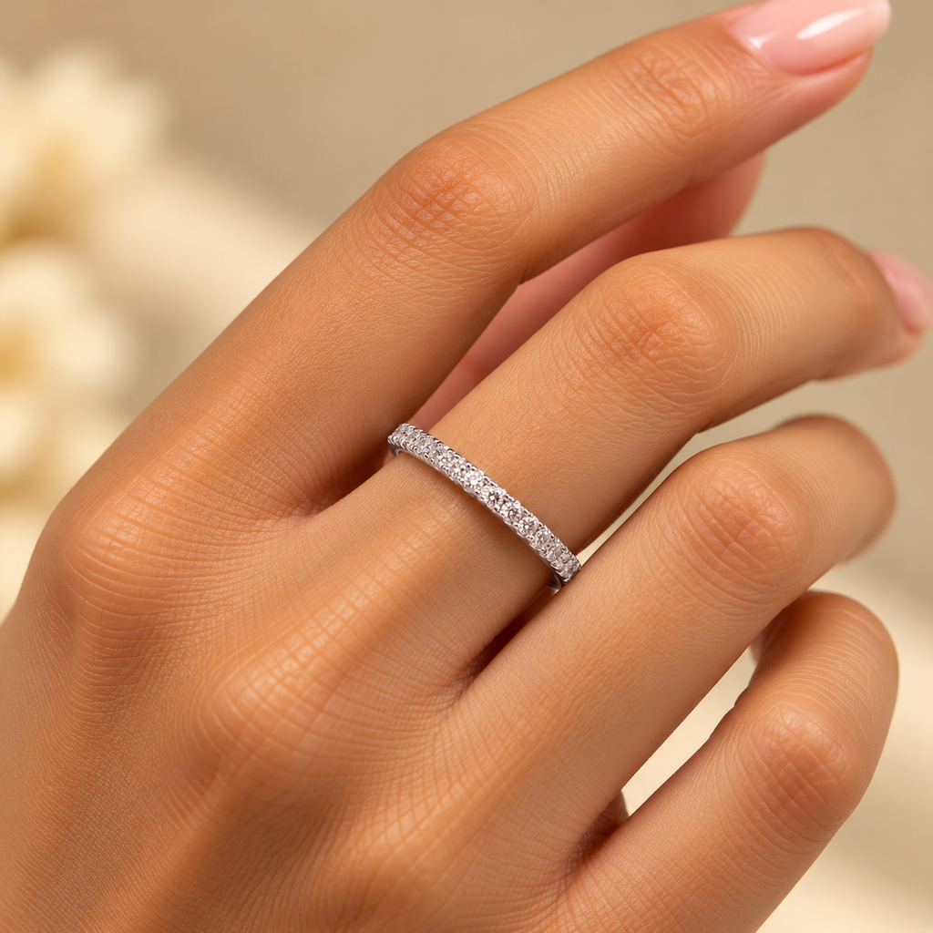 Silver Crystalline Elongé Ring