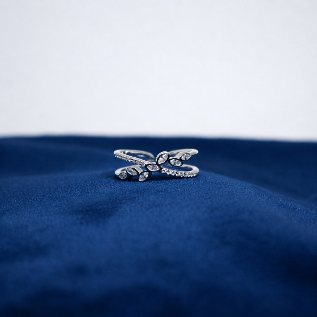 Silver Seraphina Interwoven Crystal Ring