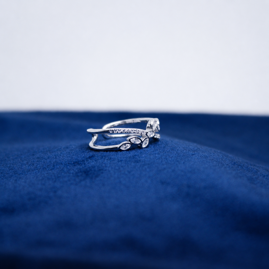 Silver Seraphina Interwoven Crystal Ring