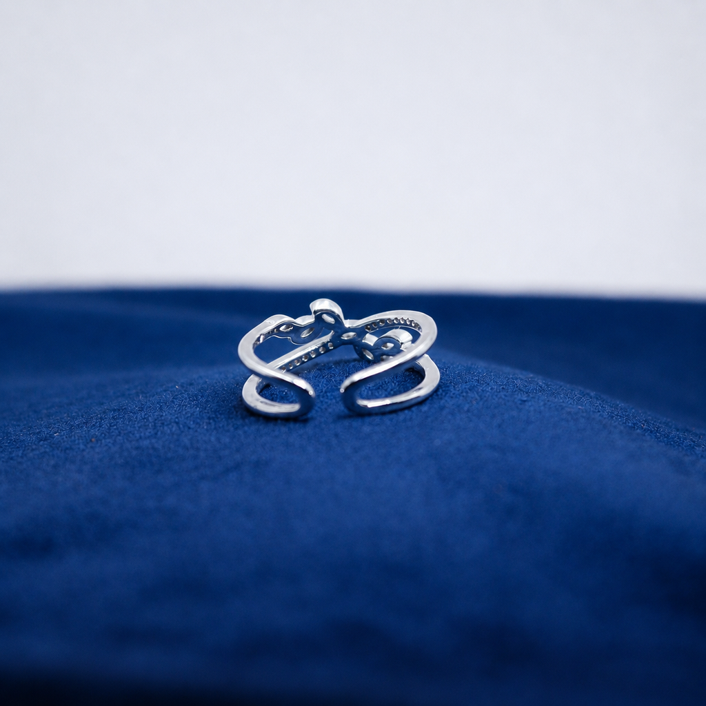 Silver Seraphina Interwoven Crystal Ring
