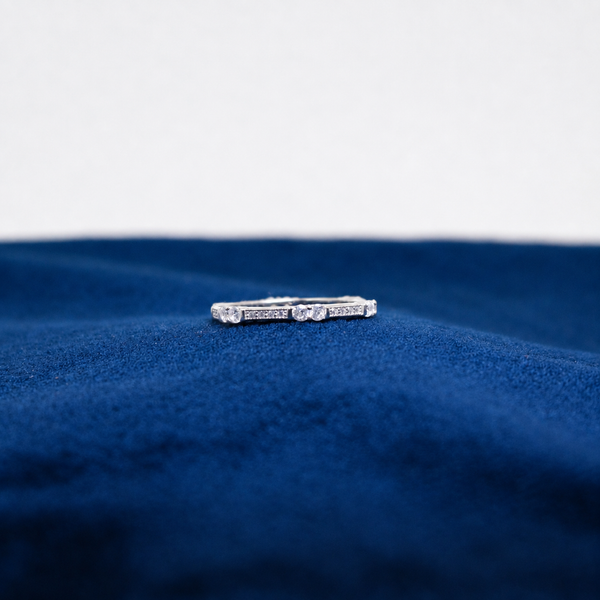 Silver Crystal Double Row Ring