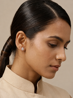 Rose Gold Celeste Round Halo Crystal Stud Earrings