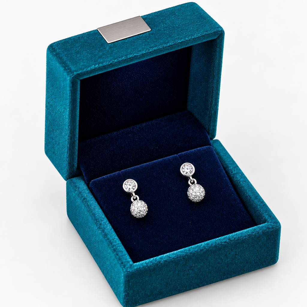 Silver Elara Crystal Cluster Drop Earrings