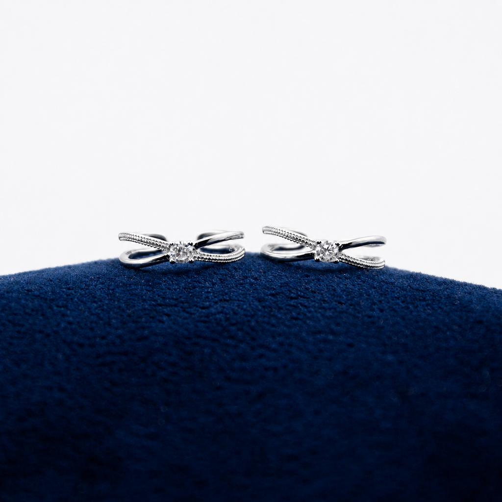 Silver Crystal Weave Toe Ring