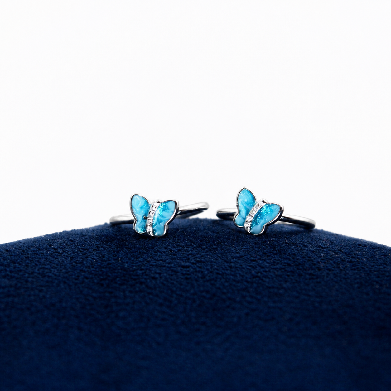 Silver Azure Wings Toe Ring Set
