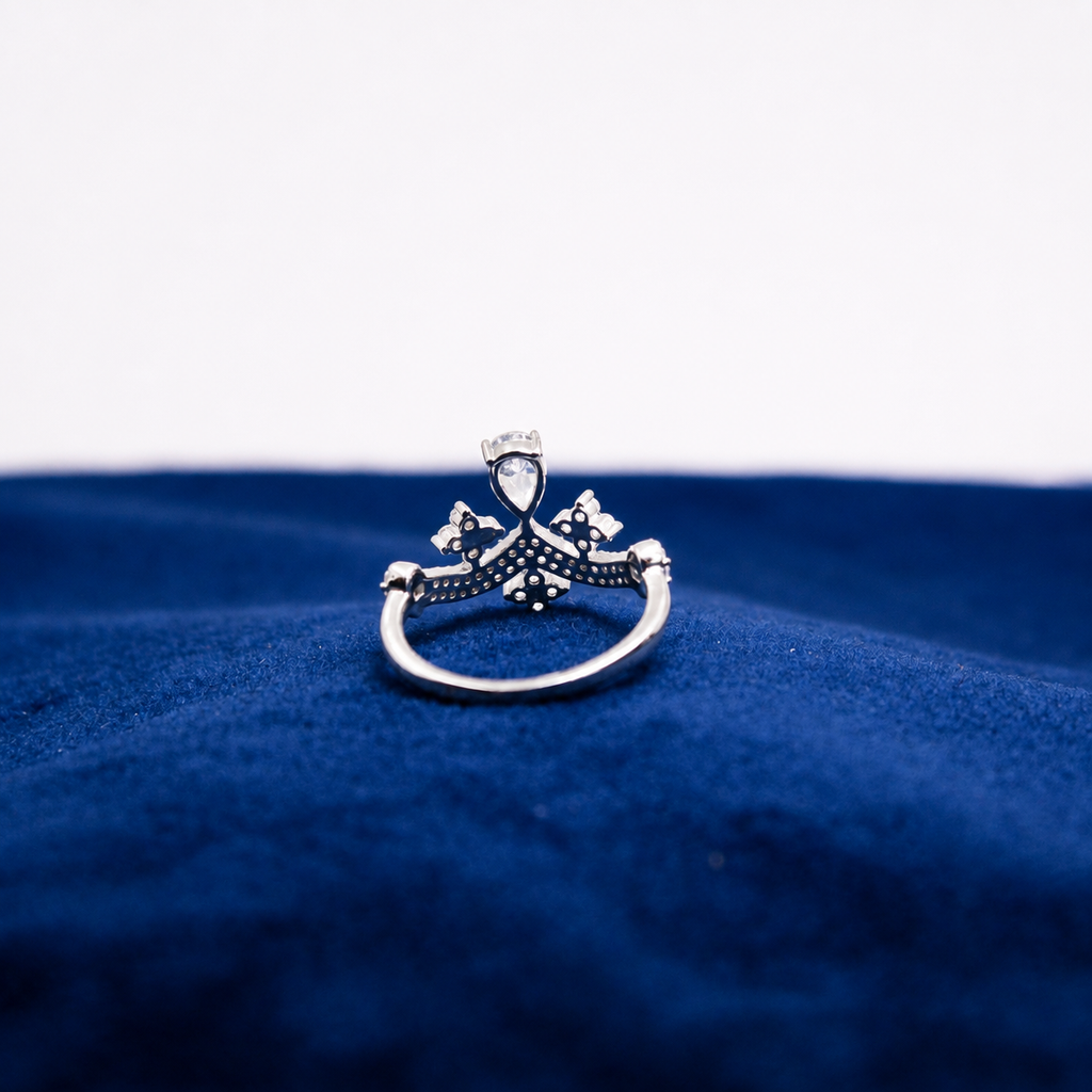 Silver Seraphina Pear Crystal Ring