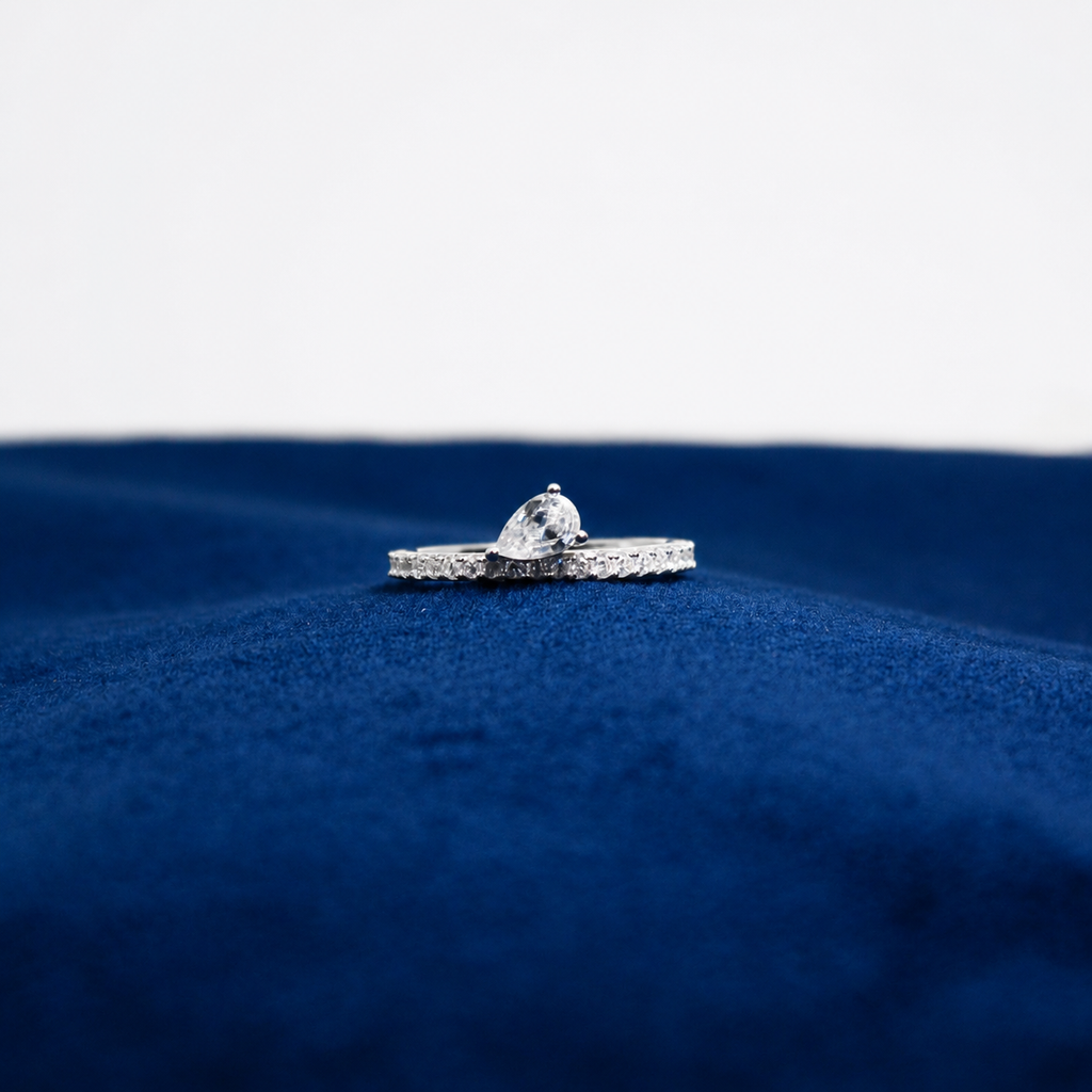 Silver Bow Crystal Grace Ring