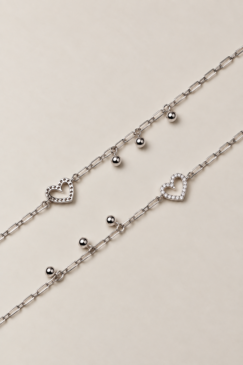 Silver Isadora Heart Charm Anklet